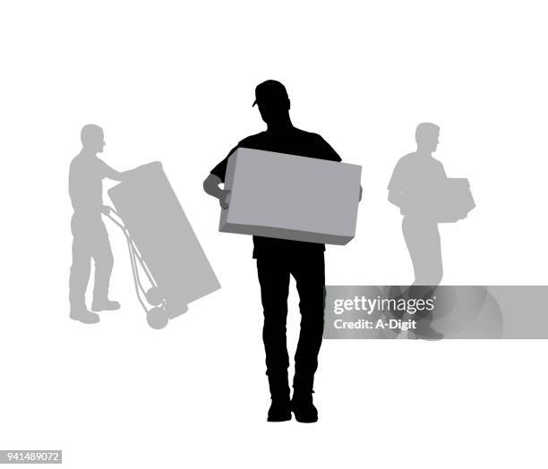 helfen, kisten verschieben - umzug stock-grafiken, -clipart, -cartoons und -symbole