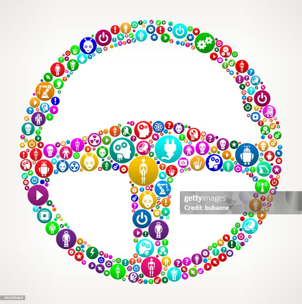 Car Steering Wheel Vector Icon Pattern Background