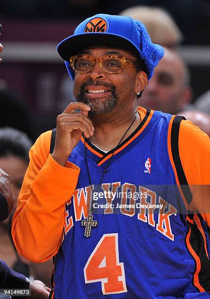 Spike Lee attends the Portland Trailblazers Vs. New York Knicks game at Madison Square Garden on December 7, 2009 in New York City.
