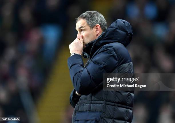 Paul Clement, Manager of Reading reacts during the Sky Bet Championship match between Aston Villa and Reading at Villa Park on April 3, 2018 in...