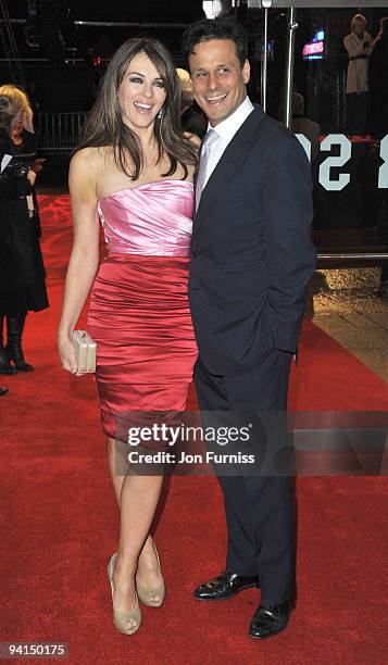 Elizabeth Hurley and Arun Nayar attend the Gala Premiere of 'Did You Hear About The Morgans?' at Odeon Leicester Square on December 8, 2009 in...