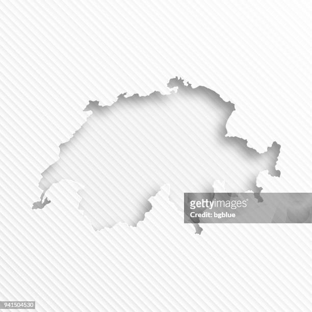 schweiz-karte mit papier schneiden auf abstrakte weißen hintergrund - switzerland map stock-grafiken, -clipart, -cartoons und -symbole