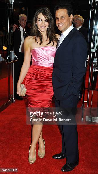 Elizabeth Hurley and Arun Nayar attend the Gala Premiere of 'Did You Hear About The Morgans?' at the Odeon Leicester Square on December 8, 2009 in...