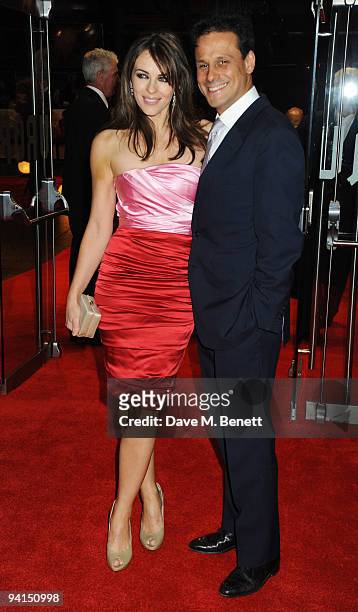 Elizabeth Hurley and Arun Nayar attend the Gala Premiere of 'Did You Hear About The Morgans?' at the Odeon Leicester Square on December 8, 2009 in...