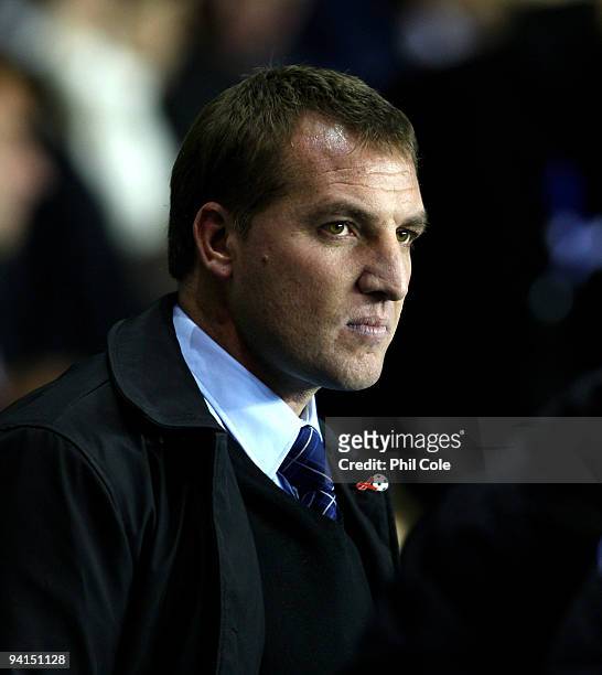 Brendan Rodgers, manger of Reading looks on during the Coca Cola Championship match between Reading and Crystal Palace at the Madejski Stadium on...