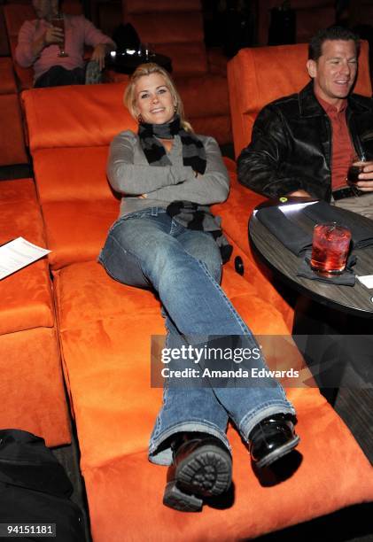 Actress Alison Sweeney and her husband Dave Sanov attend a private screening at the newly launched Gold Class Cinemas on December 6, 2009 in...