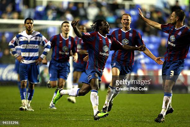 Victor Moses of Crystal Palace celabrates his goal against Reading during the Coca Cola Championship match between Reading and Crystal Palace at the...
