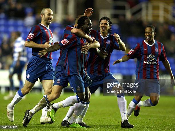 Victor Moses of Crystal Palace celabrates his goal against Reading during the Coca Cola Championship match between Reading and Crystal Palace at the...