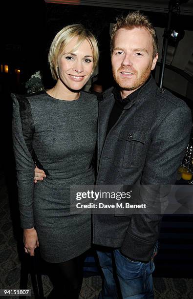 Jenni Falconer and James Midgley attend the launch of the Grosvenor Shirts Limited Edition 2010 FIFA World Cup desings, at 88 St James's Street on...