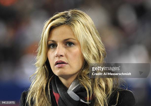 Commentator Erin Andrews watches play as the Georgia Tech Yellow Jackets play against the Clemson Tigers in the 2009 ACC Football Championship Game...