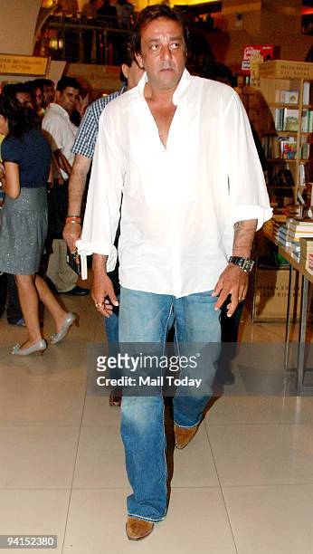 Actor Sanjay Dutt during the launch of a book based on the characters from the film �Lage Raho Munnabhai� by Om Books International in collaboration...