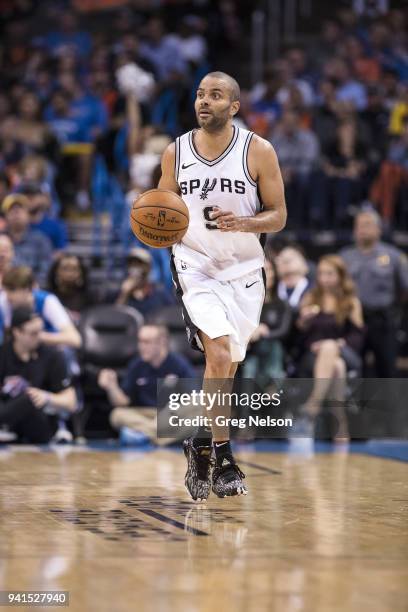 San Antonio Spurs Tony Parker in action vs Oklahoma City Thunder at Chesapeake Energy Arena. Oklahoma City, OK 3/10/2018 CREDIT: Greg Nelson