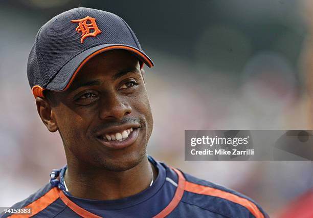 Detroit outfielder Curtis Granderson during the game between the Atlanta Braves and the Detroit Tigers at Turner Field in Atlanta, GA on June 24,...