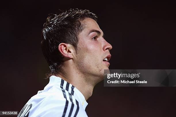 Cristiano Ronaldo of Real Madrid looks on during the UEFA Champions League Group C match Marseille and Real Madrid at the Stade Velodrome on December...