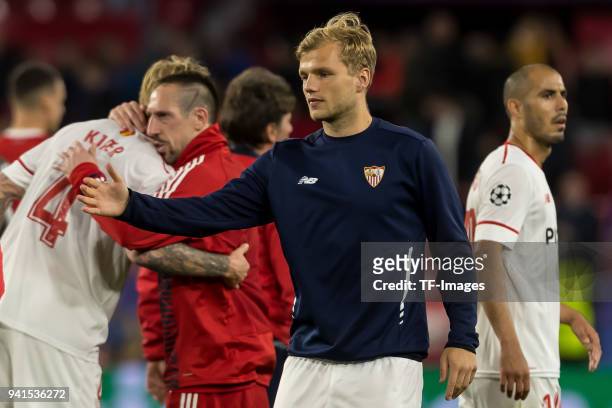 Johannes Geis of Sevilla looks on during the UEFA Champions League Quarter-Final first leg match between Sevilla FC and Bayern Muenchen at Estadio...