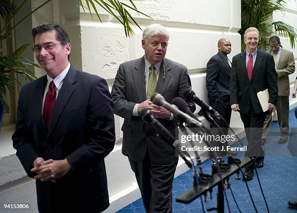 Dec. 08: Democratic Caucus Vice Chairman Xavier Becerra, D-Calif., Democratic Caucus Chairman John B. Larson, D- Conn., and DCCC Chairman and...