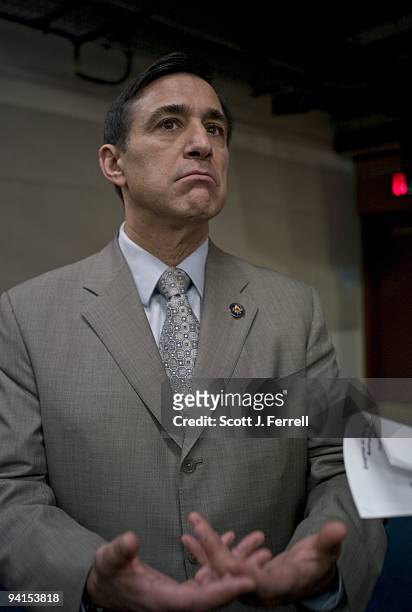 Dec. 08: Rep. Darrell Issa, R-Calif., talks to a reporter after a news conference with members of the House Republican American Energy Solutions...