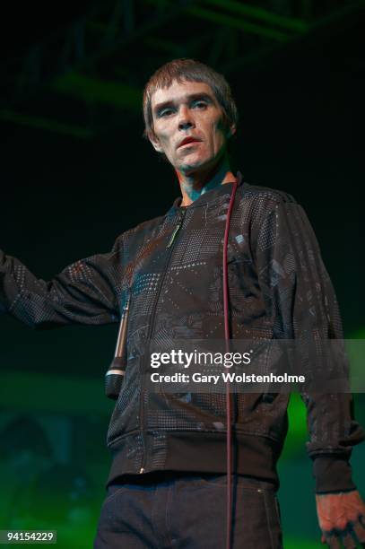 Ian Brown performs on stage at O2 Academy on December 8, 2009 in Sheffield, England.