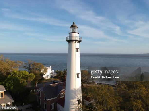 st. simons light house - jekyll island stockfoto's en -beelden