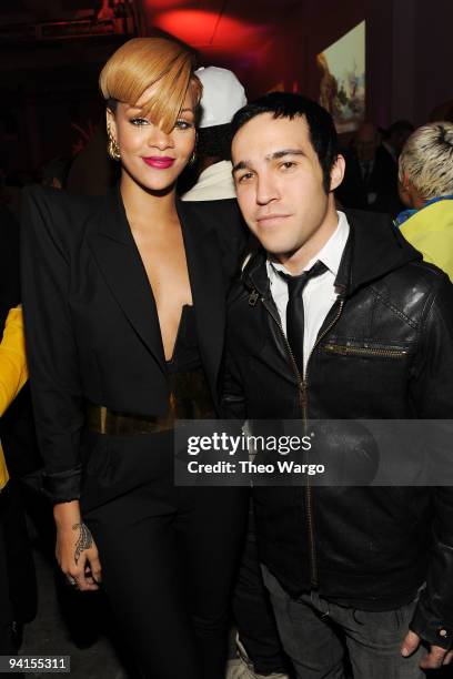 Singer Rihanna and musician Pete Wentz attend the launch of VEVO, the world's premiere destination for premium music video and entertainmentat...
