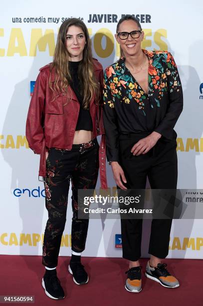 Alejandra Alvarez and Amaya Valdemoro attend 'Campeones' premiere at Kinepolis cinema on April 3, 2018 in Madrid, Spain.