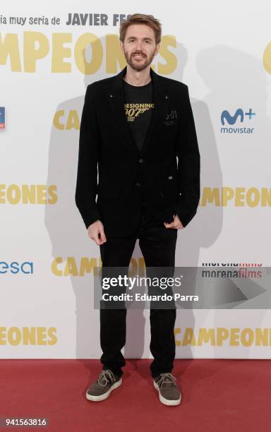 Manuel Velasco attends the 'Campeones' premiere at Kinepolis cinema on April 3, 2018 in Madrid, Spain.