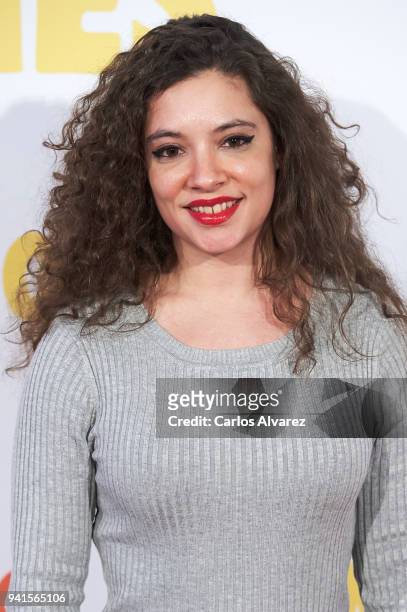 Actress Yohana Cobo attends 'Campeones' premiere at Kinepolis cinema on April 3, 2018 in Madrid, Spain.