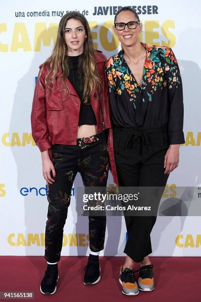 Alejandra Alvarez and Amaya Valdemoro attend 'Campeones' premiere at Kinepolis cinema on April 3, 2018 in Madrid, Spain.