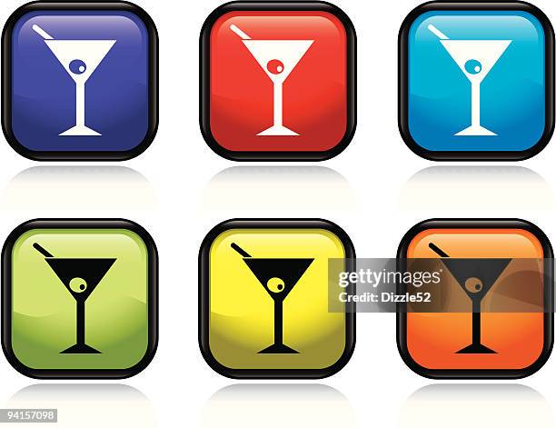 martini icon - yellow martini stock illustrations