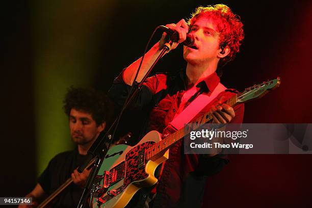 Ben Goldwasser and Andrew VanWyngarden of MGMT perform at the 2009 All Points West Music & Arts Festival at Liberty State Park on August 2, 2009 in...