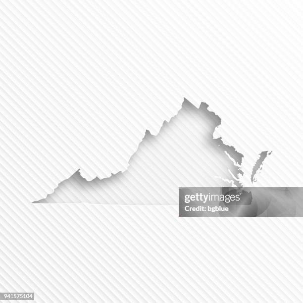 virginia map with paper cut on abstract white background - richmond virginia map stock illustrations