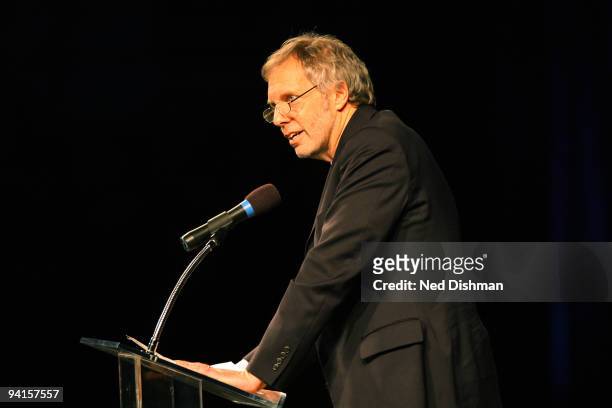 Robert Pollin, son of Abe Pollin, speaks during a memorial to late Washington Wizards owner Abe Pollin at the Verizon Center on December 8, 2009 in...