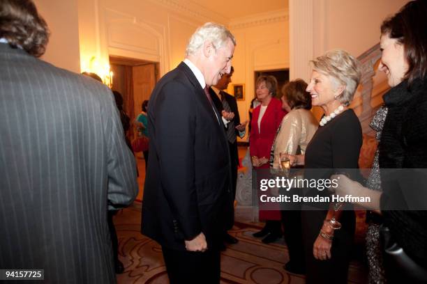 French Ambassador Pierre Vimont greets Rep. Jane Harman at a reception hosted by Dior and Ambassador Vimont in honor of the Congressional French...