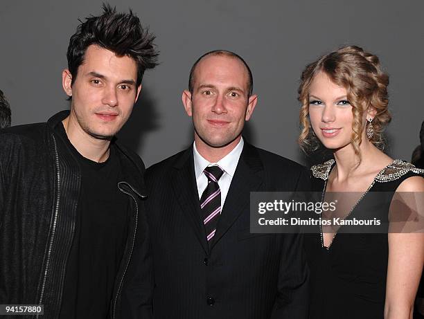 John Mayer, Rio Caraeff, President/CEO of VEVO and Taylor Swift attend the launch of VEVO, the world's premiere destination for premium music video...