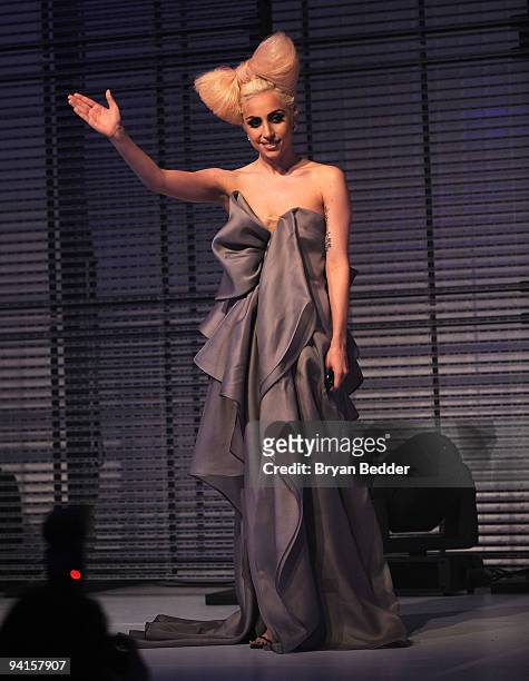 Lady Gaga performs at the launch of VEVO, the world's premiere destination for premium music video and entertainmentat Skylight Studio on December 8,...
