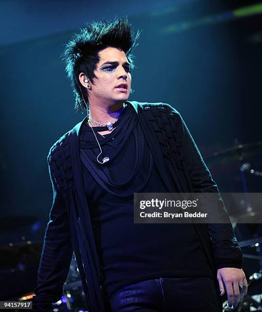 Singer Adam Lambert performs onstage at the launch of VEVO, the world's premiere destination for premium music video and entertainmentat Skylight...