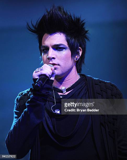 Singer Adam Lambert performs onstage at the launch of VEVO, the world's premiere destination for premium music video and entertainmentat Skylight...