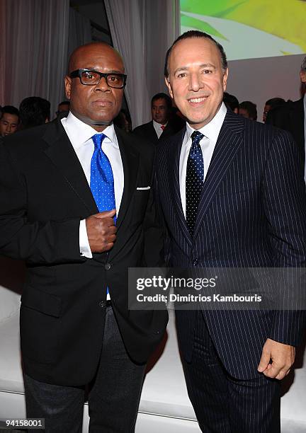 Antonio "L.A." Reid and Tommy Mottola attend the launch of VEVO, the world's premiere destination for premium music video and entertainment at...