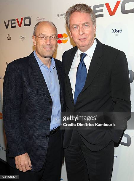 Barry Weiss, Chairman, RCA/Jive Label Group and Rolf Schmidt-Holtz:, CEO of Sony Music Entertainment & Co-Chairman of VEVO attends the launch of...