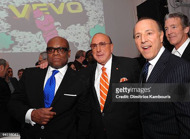 Antonio "L.A." Reid Clive Davis and Tommy Mottola attend the launch of VEVO, the world's premiere destination for premium music video and...