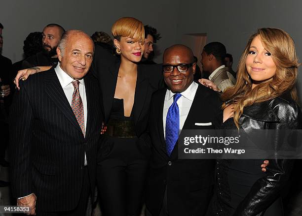 Chairman & CEO of UMG Doug Morris, Singer Rihanna, Chairman and CEO of Island Def Jam Music Group L.A. Reid and singer Mariah Carey attend the launch...