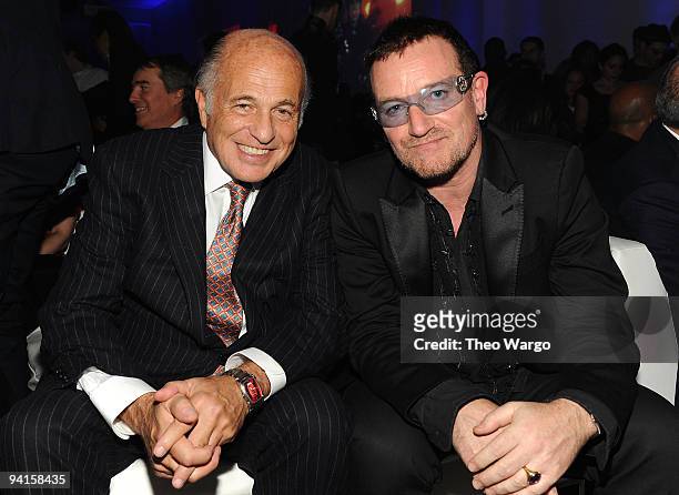 Chairman & CEO of UMG Doug Morris and musician Bono attend the launch of VEVO, the world's premiere destination for premium music video and...