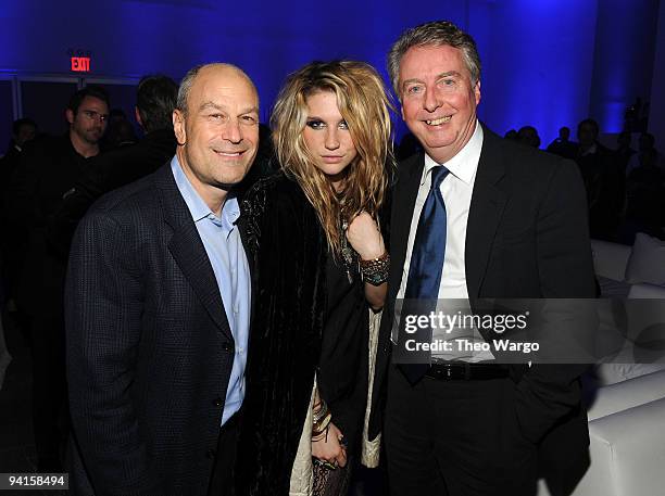 Chairman, RCA/Jive Label Group Barry Weiss, singer Ke$ha and CEO of Sony Music Entertainment & Co-Chairman of VEVO Rolf Schmidt-Holtz attend the...