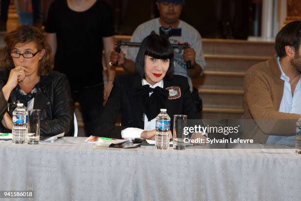 Chantal Thomass attends 25th edition of contest "EDHEC Talons Aiguilles - Young designer's fashion show" on April 3, 2018 in Lille, France.