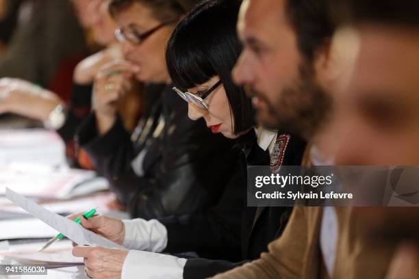 Chantal Thomass attends 25th edition of contest "EDHEC Talons Aiguilles - Young designer's fashion show" on April 3, 2018 in Lille, France.