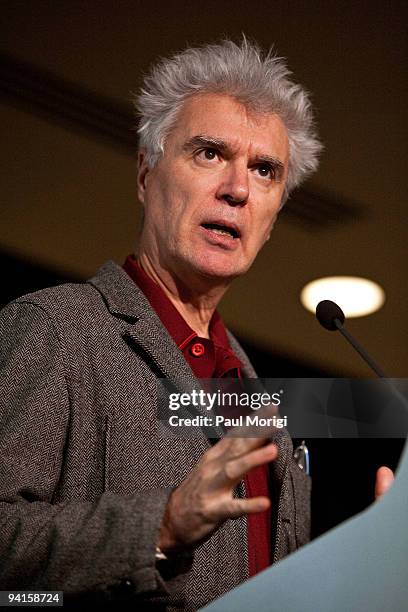 Musician and author David Byrne participates in the Cities, Bicycles, and the Future of Getting Around panel discussion hosted by The Brookings...