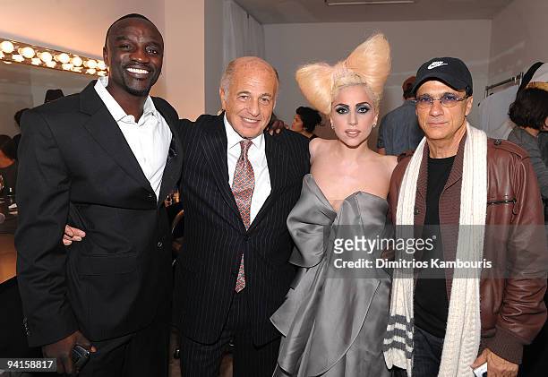 Akon, Doug Morris: Chairman & CEO, UMG, Lady Gaga and Jimmy Iovine, Chariman, Interscope Geffen A&M attend the launch of VEVO, the world's premiere...