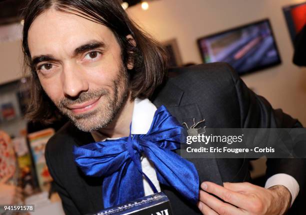 Mathematician and Politician Cedric Villani poses during Paris Book Fair 2018 at Parc Des Expositions Porte de Versailles, France on .