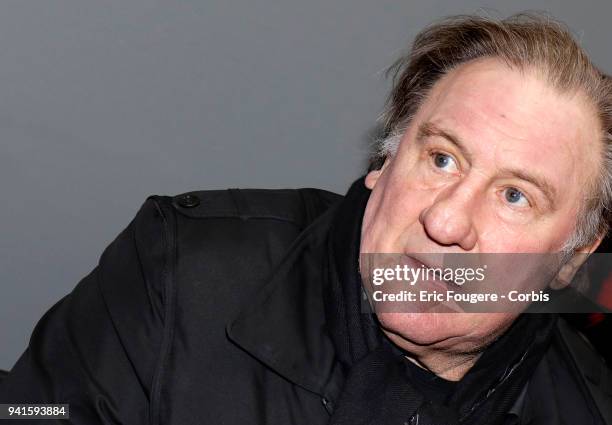 Actor Gerard Depardieu poses during Paris Book Fair 2018 at Parc Des Expositions Porte de Versailles, France on .