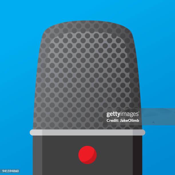 microphone close up icon flat - recording studio microphone cartoon stock illustrations